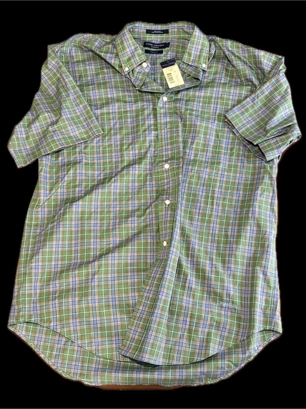 Daniel Cremieux Classics Fit Plaid Cotton Shirt in Green & Blue Large NWT